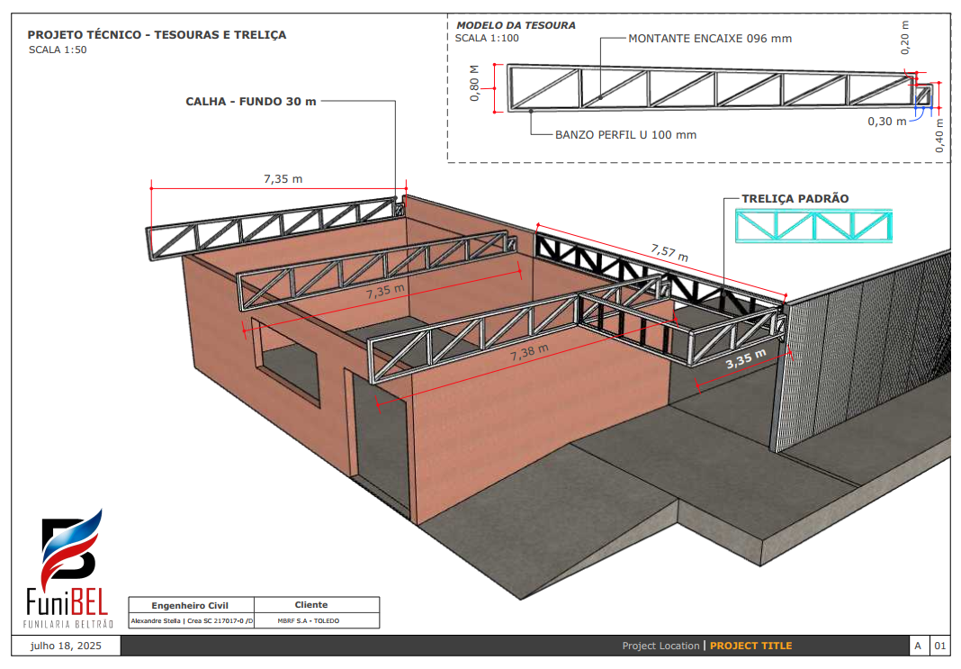 Tesouras e treliças para cobertura